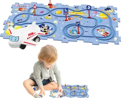 Obrázek produktu pro Stavebnice pro děti, Puzzle pro děti, Kreativní stavebnice a Kolejová draha, Puzzle dálniční závodní dráha, Puzzle na zem - ZOOMSTER Vesmír