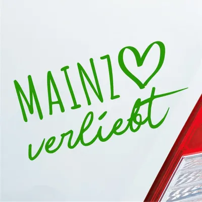 Produktbild von Auto Aufkleber Mainz verliebt Herz Stadt Heimat Liebe Car 19x10 cm Hellgrün Sticker Heckscheibenaufkleber