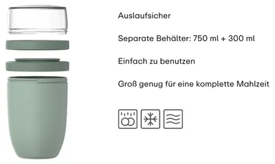 Productafbeelding van Mepal lunchpot ellipse XL 750 ml + 300 ml - Nordic Blue. Artikelnummer: 107657015700. EAN: 8720294071457