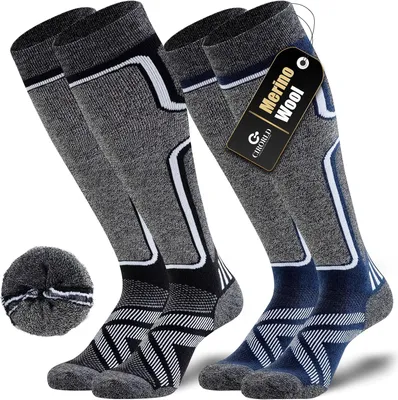 Produktbild von Skisocken für Damen und Herren – Thermosocken aus Wolle für den Winter – 2 Paar