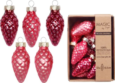 Produktbild von Christbaumschmuck Zapfen 4,5cm Glas 12 Stück - Gentle Pink