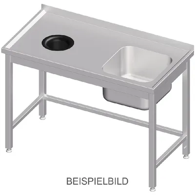 Immagine prodotto di Lavello senza base, con foro di scarico, 1200x700x850 mm, con una vasca a sinistra, con supporto, saldato