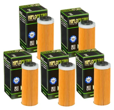 Immagine prodotto di 5 filtri dell'olio Hiflo compatibili con KTM HF652 HF 652 SX SXF EXC 125 250 350 450, per motocross ed enduro