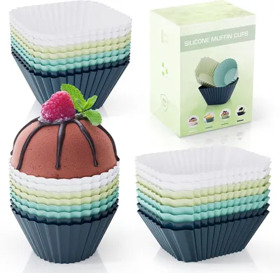 Silikon-Cupcake-Förmchen, 24 Stück, 3 Formen, BPA-frei, wiederverwendbar