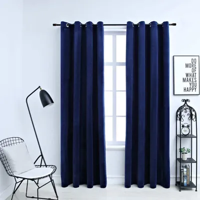 Produktbild von Eleganter Verdunkelungsvorhänge mit Ösen 2er set - Wohnzimmer - Schlichtes & einfarbiges Desgin- Samt Dunkelblau 140x225cm GermanyMöbel 28870 - Gardinen & Vorhänge