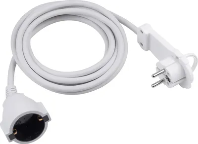 Zdjęcie produktu dla Przedłużacz z uziemieniem - Płaski wtyk - Kabel 3 m - Biały - Do użytku wewnętrznego/połączeń - IP20