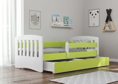 Obrázek produktu pro Bjird dětská postel pro mládež 80x160 cm s ochranou proti vypadnutí a roštem - jednolůžko Classic - zelená