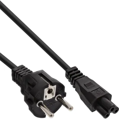 Produktbild von InLine Netzkabel für Notebook, 3pol Kupplung, schwarz, 1m, 1 m, CEE7/7, C5-Koppler