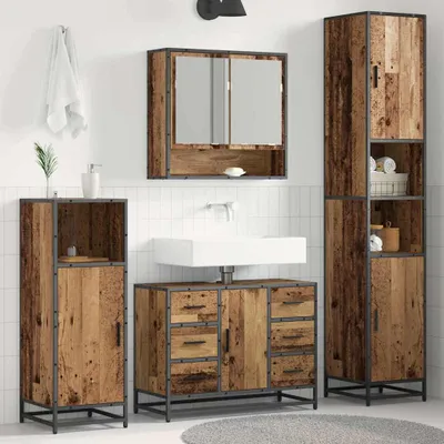 Zdjęcie produktu dla Maison Exclusive - Zestaw mebli do łazienki, 3 sztuki, drewno z odzysku, 90 x 33 x 60 cm