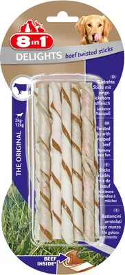 Produktbild von 8in1 Delights Beef Twisted Sticks, Leckerli, Hund, Adult, Rind