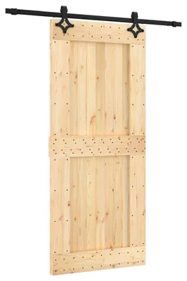 Immagine prodotto di vidaXL Porta scorrevole in legno massello di pino naturale e nero (non trattato)