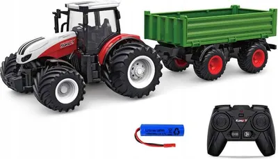 Obrázek produktu pro Dálkově Ovládaný Traktor S Přívěsem Rc 1:24 Dlouhá Zábava 50 Minut Traktor