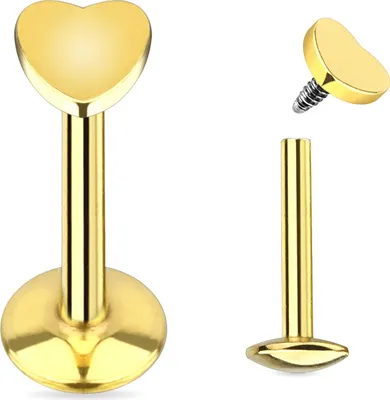 Produktbild von Lippen Piercing Micro Labret Monroe Herz Madonna Medusa Stecker Stud gold 6 mm