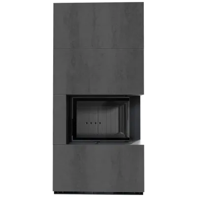 Produktbild von Kaminbausatz KRATKI FLOKI BOX rechts 8 kW Ø 160 Quarzsinter NATURALI PIETRA DI SAVOIA ANTRANCITE BOCCIARDATA schwarz Verkleidung