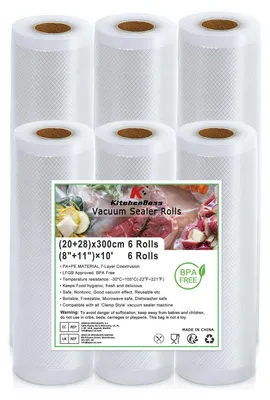Productafbeelding van KitchenBoss vacuümzakken, 6 rollen, 20/28 x 300 cm: Vacuümfolie voor vacuümapparaten