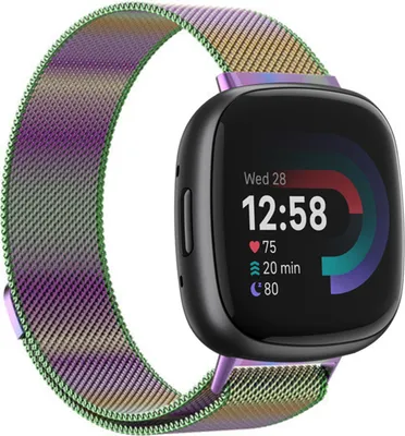Produktbild von Strap-it Milanese Armband - Kompatibel mit Fitbit Versa 4 Armband Ersatzarmband Edelstahl - Magnetverschluss - Hochwertiges Material - für Armband Bunt (S/M)