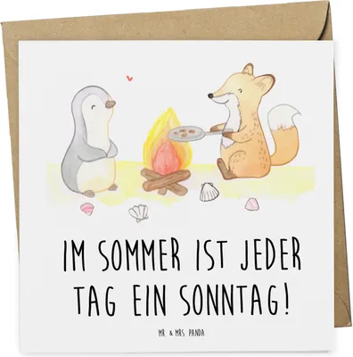 Produktbild von Mr. & Mrs. Panda Grußkarte Sommer Sonntag - Weiß - Geschenk, Strand, anlasskarte, Emotionen, Kuscheln, Sommergefühle, Motive, Summer Feelings, Sommerprodukte, Klappkarte