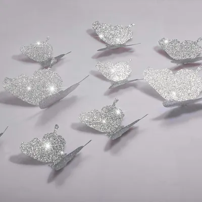 Immagine prodotto di Adesivi murali a forma di farfalla, glitter - 36 pezzi - Farfalle 3D - Adesivi murali autoadesivi - Decorazione