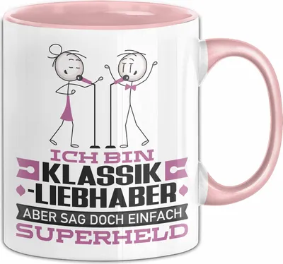 Produktbild von Klassikliebhaber Geschenk Tasse Ich Bin Klassikliebhaber Aber Sag Doch Einfach Superheld Lustige Geschenkdiee für Klassikliebhaber Kaffee-Becher (Rosa)