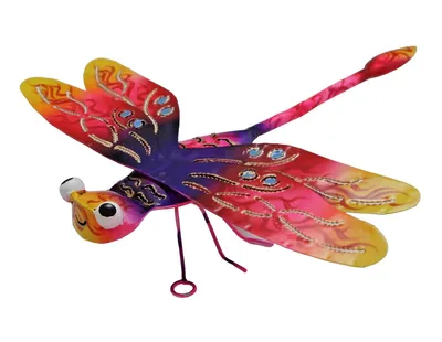 Produktbild von Deko Libelle Metall Wanddeko Hänger Wandbild Tier Figur Skulptur Schmetterling