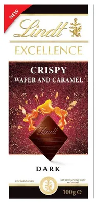 Obrázek produktu pro Lindt EXCELLENCE Crispy Wafer & Caramel Dark, 100 g