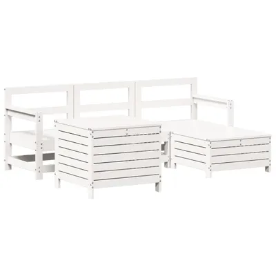 Produktbild von 5-tlg. Garten-Sofagarnitur Weiß Massivholz Kiefer