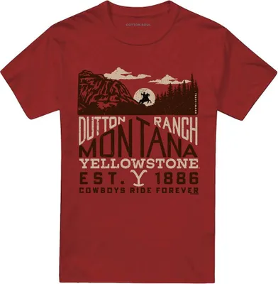Image de Yellowstone - "Montana Ride" T-Shirt für Herren/Damen Uni TV28035 (S) (Kardinal)