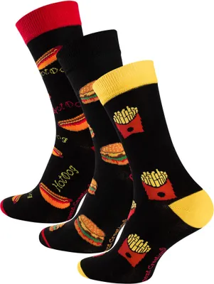 Produktbild von Vincent Creation® Lustige Socken "FAST FOOD" 3 Paar 36-40
