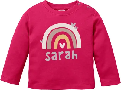 Produktbild von Baby Langarmshirt mit Namen personalisiert Regenbogen Scandi Stil Mädchen Jungen Baumwolle SpecialMe® Mädchen sorbet 56/62 (1-3 Monate)