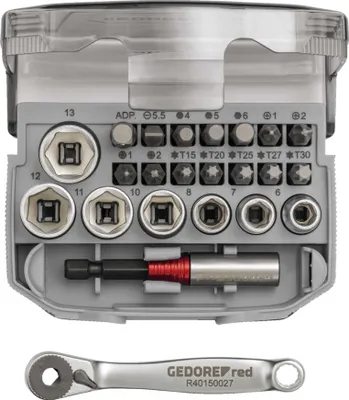 Produktbild von GEDORE red R49005023 Steckschlüssel-Satz 1/4" 6-13mm +Bits 23-teilig, 3300026