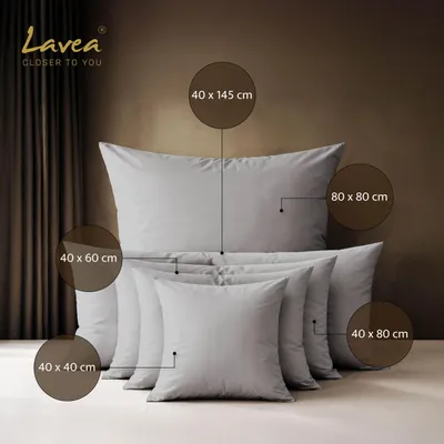 Zdjęcie produktu dla Lavea®: 1 poszewka na poduszkę, 40x80 cm, 100% bawełna, oddychająca, z zamkiem błyskawicznym, łatwa w pielęgnacji, certyfikat OEKO-TEX STANDARD 100 - srebrny