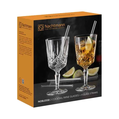 Produktbild von Nachtmann Noblesse Cocktailglas/Weinglas, 2 er Set + 4 Glastrinkhalme