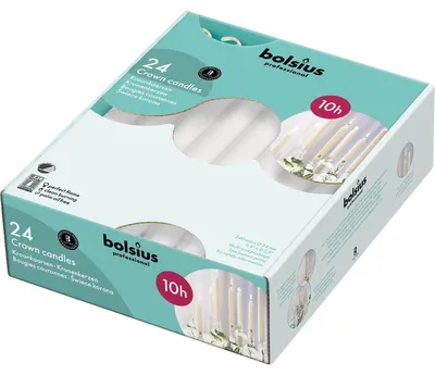Zdjęcie produktu dla Świeca stożkowa Bolsius 240/24, biała (24 sztuki)