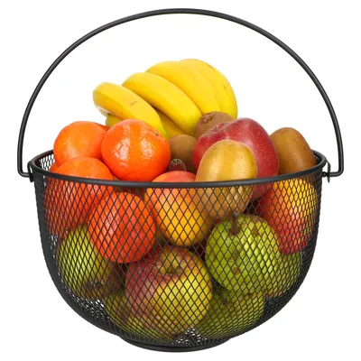 Produktbild von LifeStyle Obstkorb Ø30cm mit Griff schwarz aus Metall für Früchte Gemüse Brot