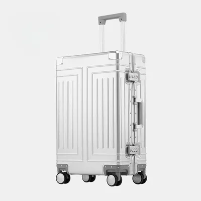 Immagine prodotto di Valigia da viaggio da 20 pollici, color argento, realizzata in lega di alluminio e magnesio, con lucchetto numerico