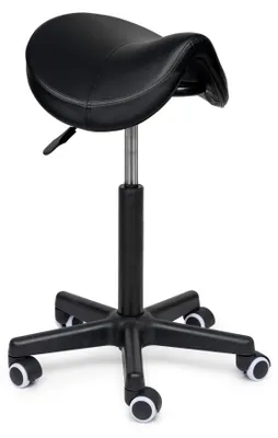 Produktbild von Premium Sattelhocker Schwarz Auf Räder - Standard (50-68cm) / ohne Fußstütze / Standardmäßige Räder