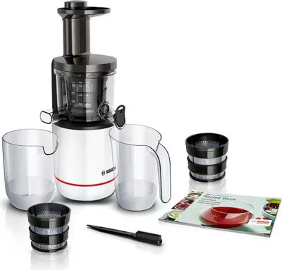 Obrázek produktu pro Bosch MESM500W, Pomalý odšťavovač, Černá, Bílá, 1 l, Bezpečnostní svorka, Plast, Nerezová ocel