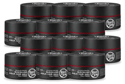 Obrázok produktu pre 12 kusov vosku na vlasy Red One Quicksilver Aqua – silná fixácia a lesk – 150 ml – výhodný balík