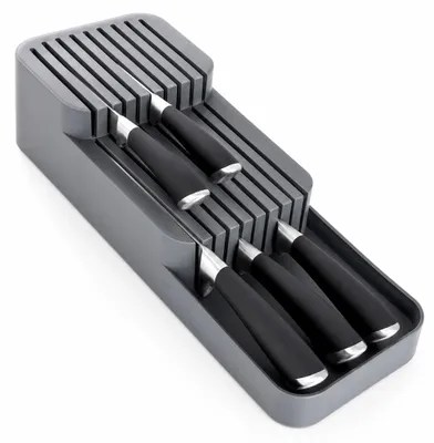 Productafbeelding van STEGGER Messenblok Lade Grijs 39x14,5x7,5 cm - Messenhouder Organizer