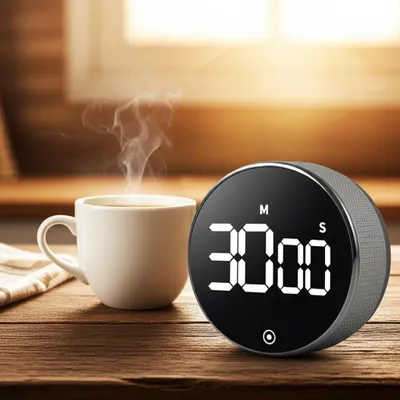 Produktbild von Digitaler Küchen-Timer mit Drehrad - Praktische Eieruhr mit Magnet, lautem Alarm, Countdown-Funktion & grossem LCD-Display