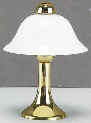 Produktbild von Tischlampe Messingfuß, mit weissem Schirm, für Puppenhaus