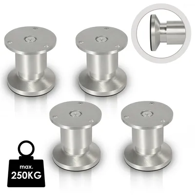 Zdjęcie produktu dla Fiqops 4X nóżki meblowe nóżki cokołowe nóżki cokołowe regulowane nóżki kanapowe nóżki meblowe regulowane aluminiowe 60mm