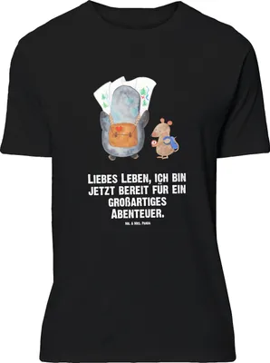 Produktbild von Mr. & Mrs. Panda Größe M T-Shirt Pinguin & Maus Wanderer - Schwarz - Geschenk, Wandern, Roadtrip, Tshirt, Abenteuer, mit Spruch, Shirt, Herren