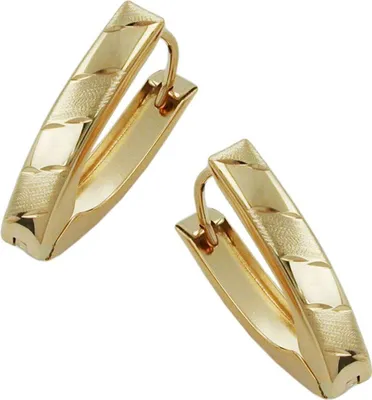 Produktbild von Creole Ohrring 185x4mm Klappscharnier V-Form spitzoval diamantiert 9Kt GOLD gold 18,5x4mm
