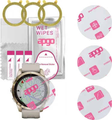 Produktbild von apgo 3 Stück Schutzglas, klar, kompatibel mit Garmin Fenix 7S 42mm Smartwatch, Hybrid 8H, Ersatz für Hartglas, Displayschutzglas, Bildschirmschutz, Displayschutz, kratzfest