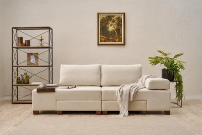 Produktbild von Hanah Home, Perenna Chenille - Cream, 3-Sitzer-Schlafsofa, 100 % CHENILLE, Creme, 233 x 93 x 83 cm