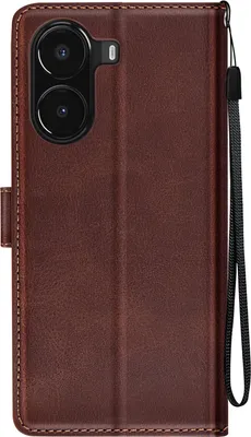 Produktbild von Avizar, Hülle für Xiaomi Poco X7 Pro mit Dragonne, Klappetui, Geldbeutelhalter, Dunkelbraun