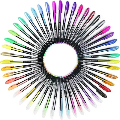 Produktbild von 48 Stück Glitzer Gelschreiber Gelstifte Multicolor Gel Stift Set Färbungsbücher Zeichnung Malbücher