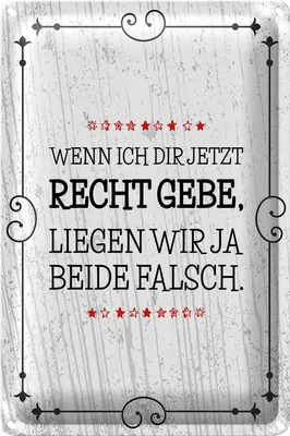 Produktbild von Blechschild Spruch Wenn dir Recht gebe beide falsch 40x30cm