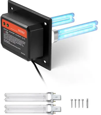 Imagen del producto de Purificador de aire para sistemas de calefacción y aire acondicionado, 18W, lámpara UV de 7 pulgadas con 2 lámparas de repuesto para conductos de aire acondicionado, ideal para toda la vivienda.